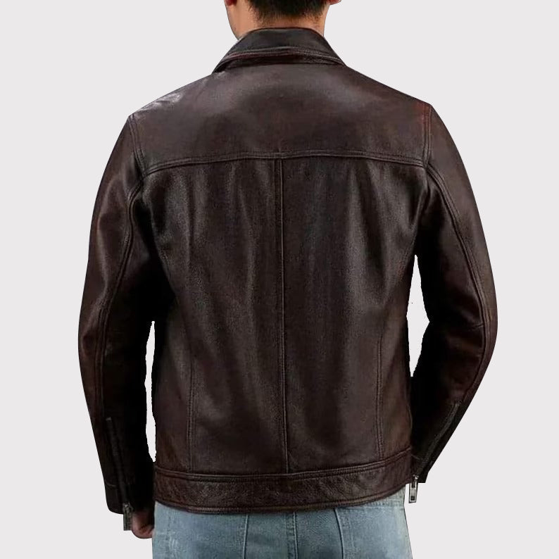 Brown Leather Jacket for Men - AMSEL LEATHERS