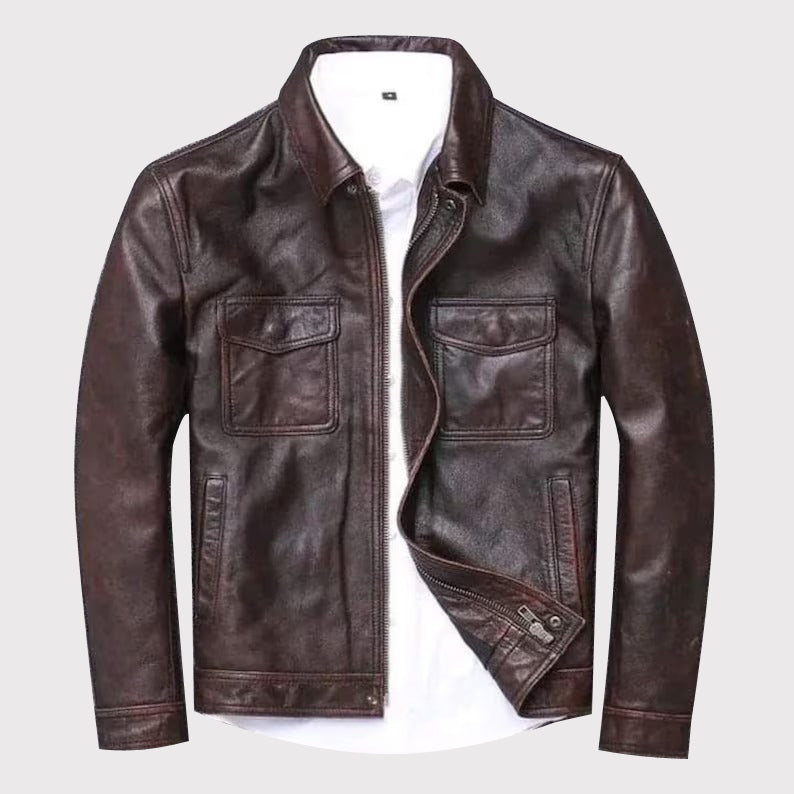 Brown Leather Jacket for Men - AMSEL LEATHERS