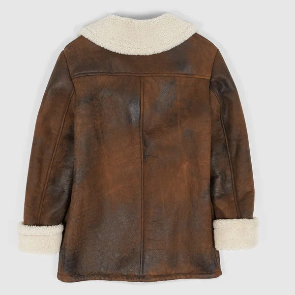 Brown Shearling Ranch Coat for Men - AMSEL LEATHERS