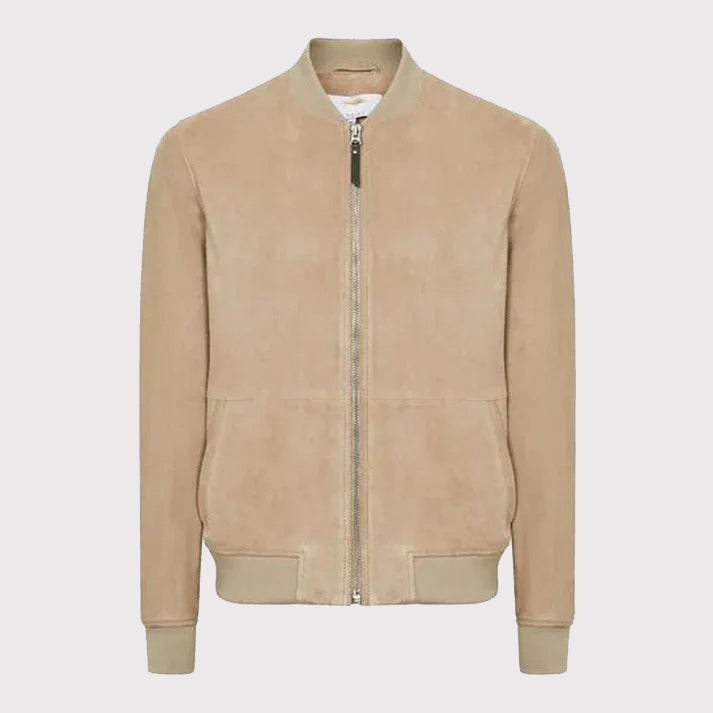 Brown Men's Suede Leather Bomber Jacket - AMSEL LEATHERS