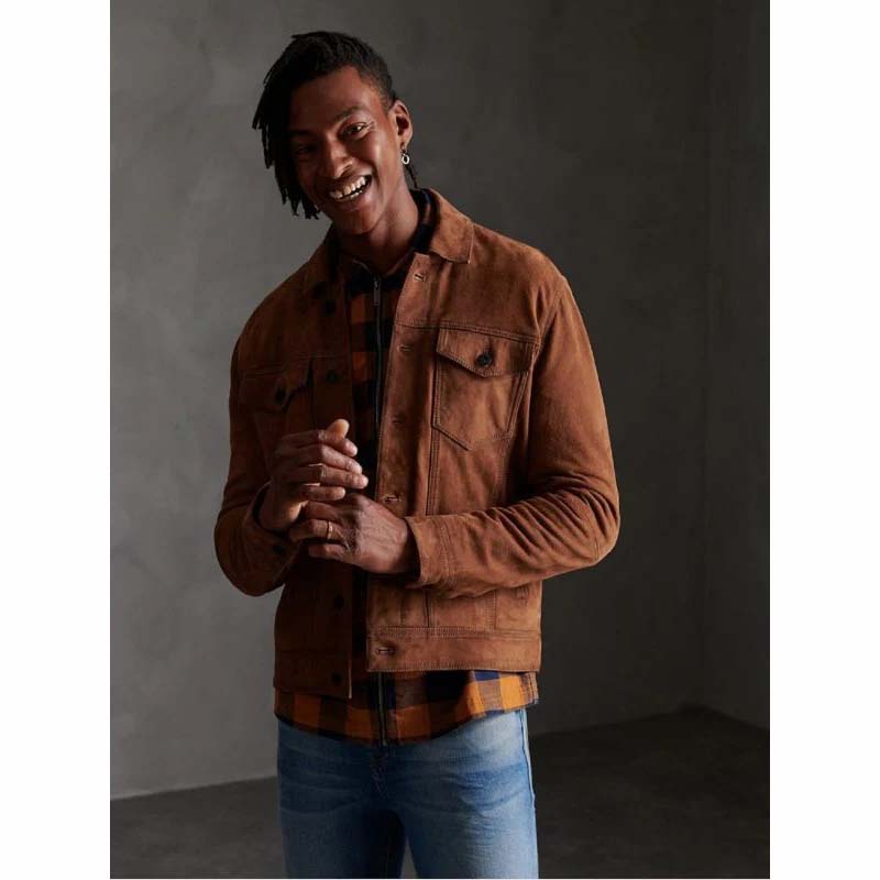 Brown Suede Leather Shirt Jacket - AMSEL LEATHERS