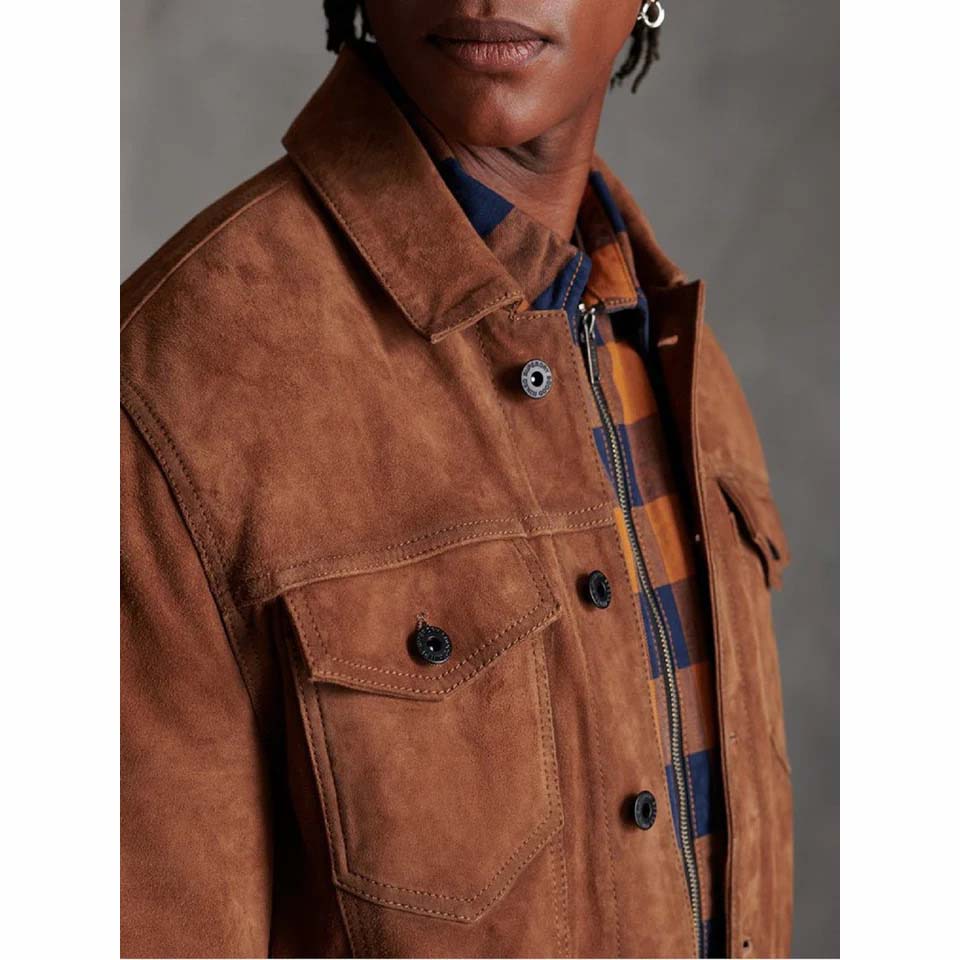 Brown Suede Leather Shirt Jacket - AMSEL LEATHERS