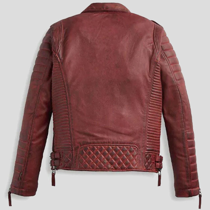 Burnt Red Biker Leather Motorbike Jacket For Men - AMSEL LEATHERS