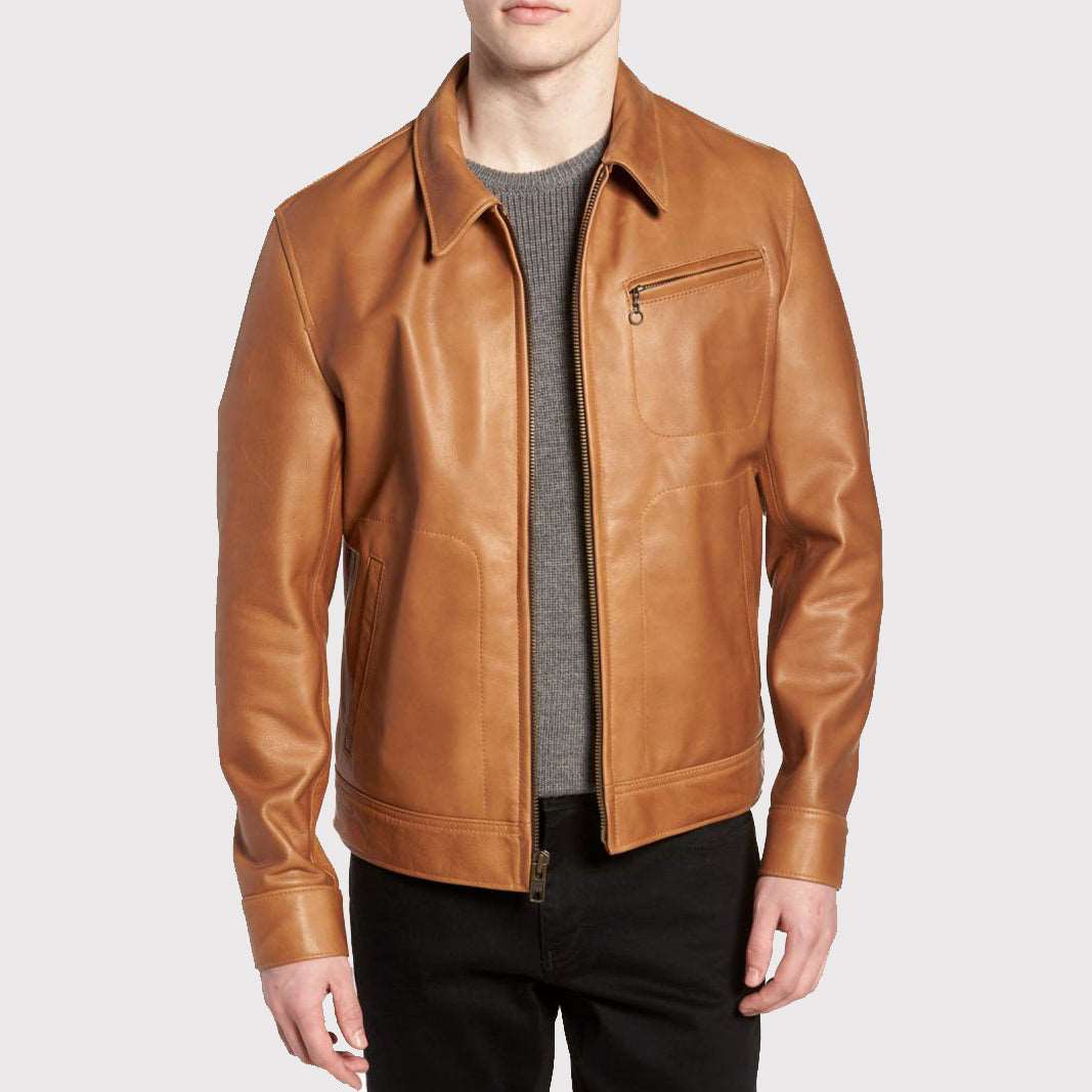 Buttery Soft Brown Leather Jacket for Men - AMSEL LEATHERS