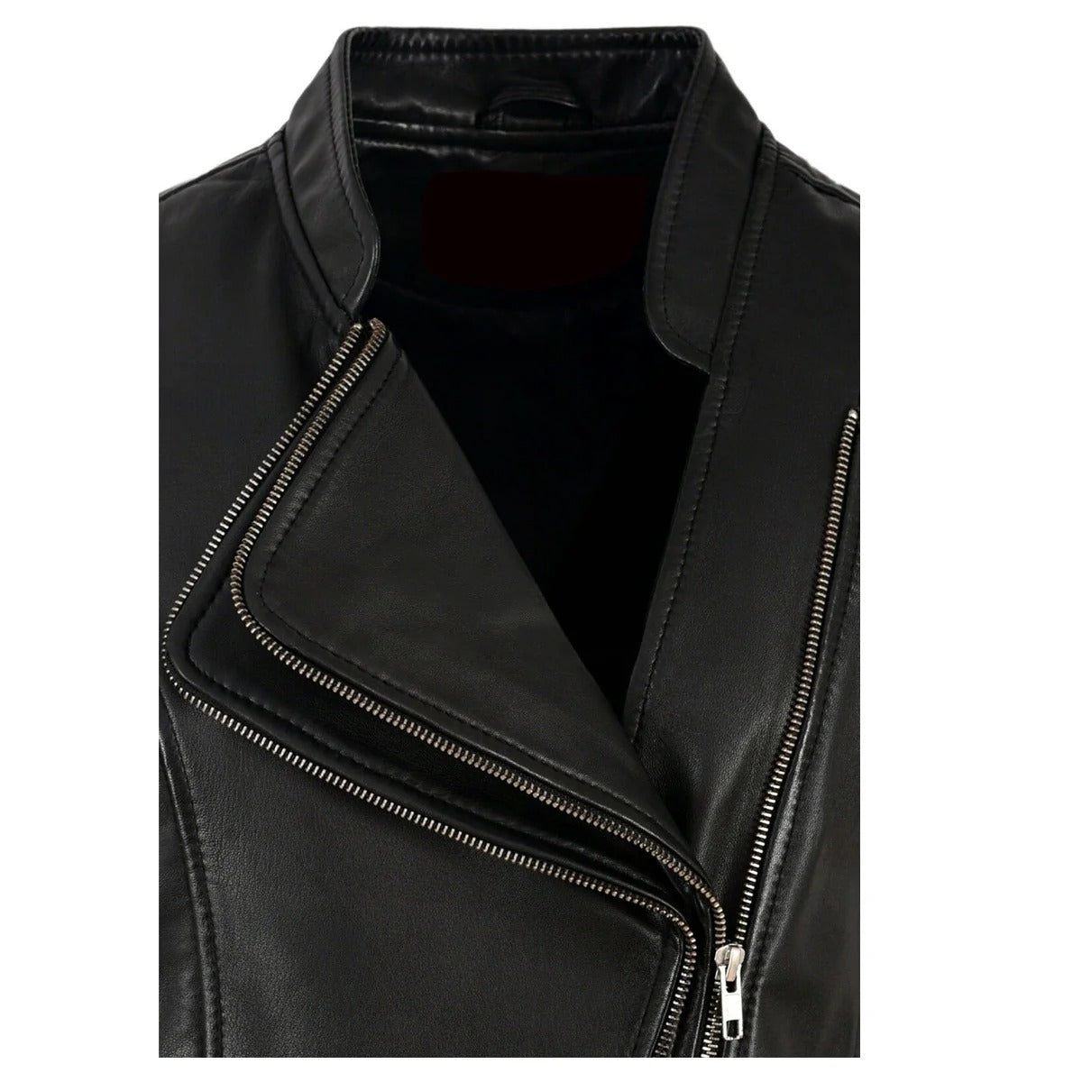 Women’s Double-Breasted Punk Motorcycle Leather Waistcoat - AMSEL LEATHERS