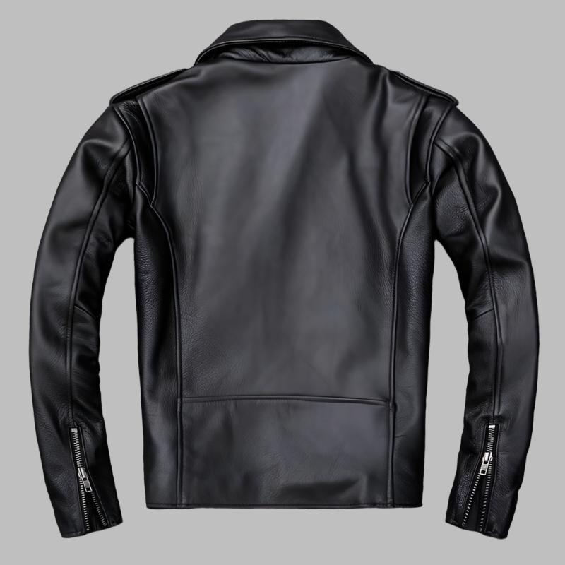 Genuine Cowhide Leather Asymmetrical Cafe Racer Jacket - AMSEL LEATHERS