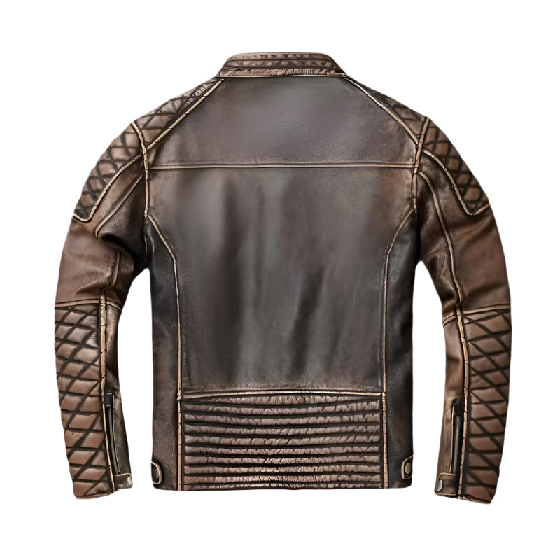 Men's Leather Cafe Racer Vintage Biker Jacket - AMSEL LEATHERS