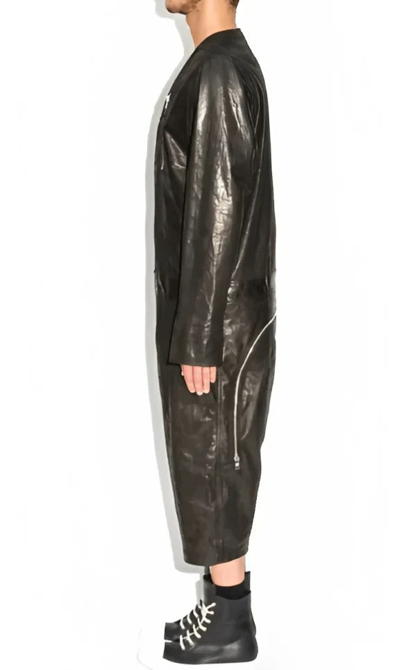 Men's Black Leather Jumpsuit - AMSEL LEATHERS