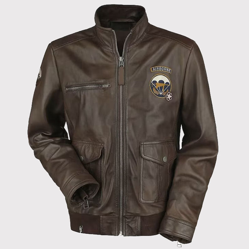 Call of Duty WWII Men's Brown Leather Jacket - AMSEL LEATHERS