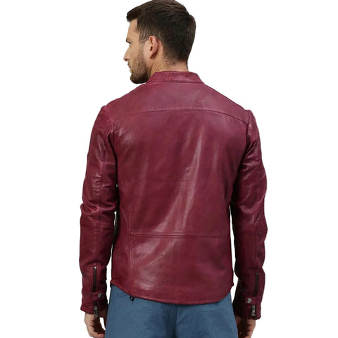 • red leather jacket zipper cuff close up
