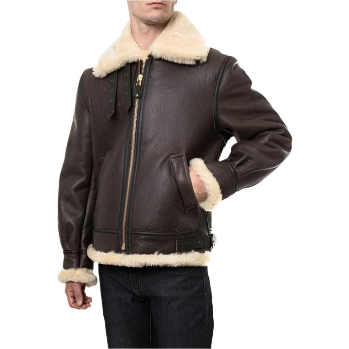 Classic B-3 Sheepskin Leather Bomber Jacket - AMSEL LEATHERS