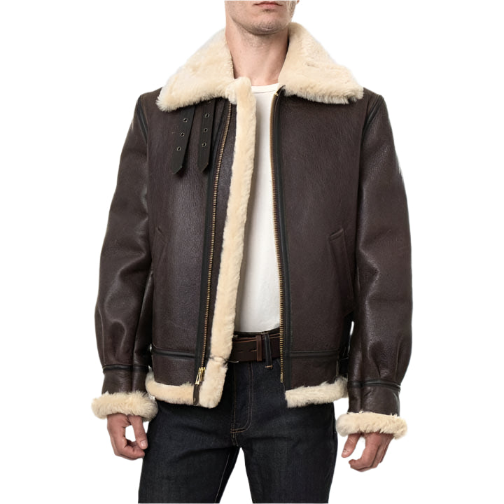 Classic B-3 Sheepskin Leather Bomber Jacket - AMSEL LEATHERS