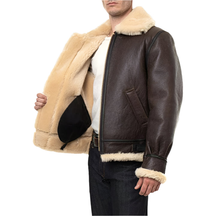 Classic B-3 Sheepskin Leather Bomber Jacket - AMSEL LEATHERS