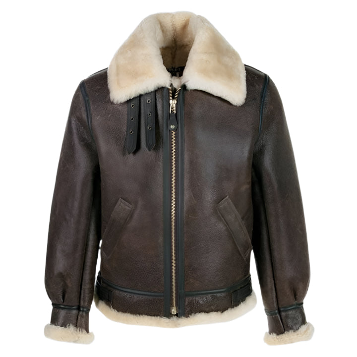 Classic B-3 Sheepskin Leather Bomber Jacket - AMSEL LEATHERS