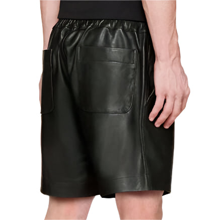 Classic Black Leather Shorts for Men - AMSEL LEATHERS