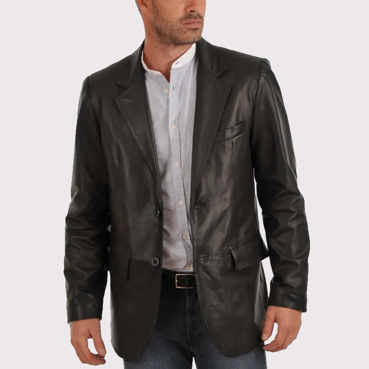 Classic Casual Leather Blazer Coat for Men - AMSEL LEATHERS