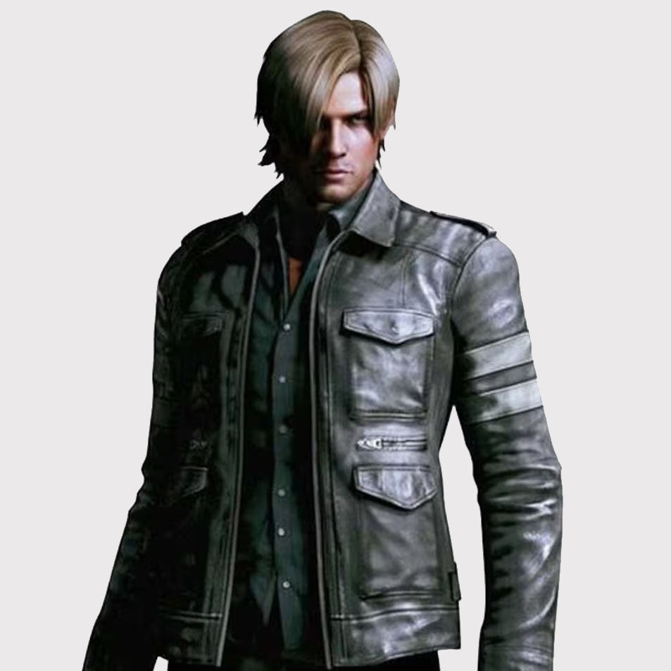 Classic Leon Kennedy RE6 Gaming Leather Jacket - Resident Evil VI - AMSEL LEATHERS