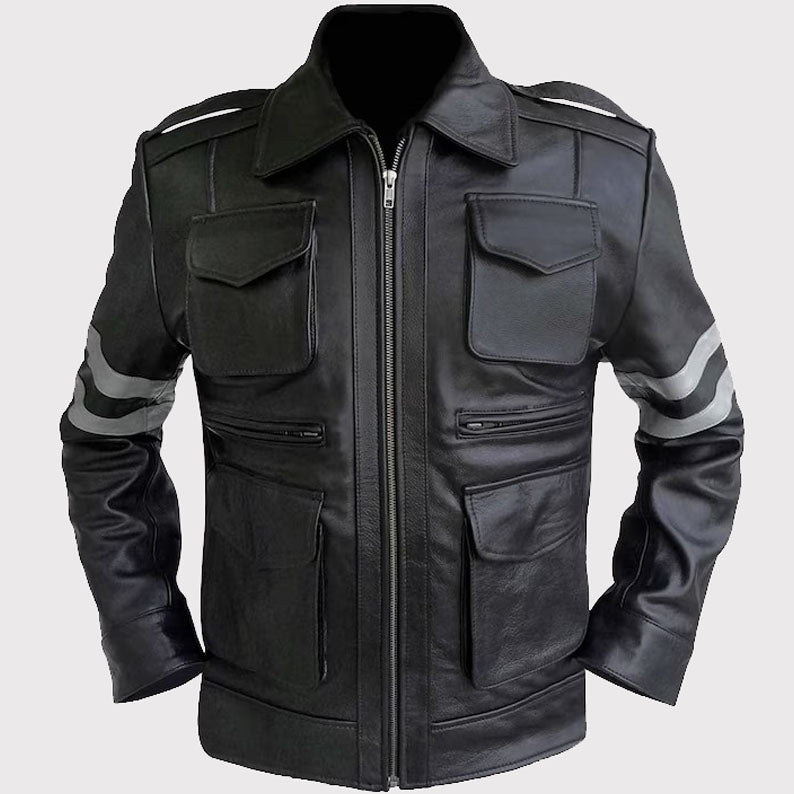 Classic Leon Kennedy RE6 Gaming Leather Jacket - Resident Evil VI - AMSEL LEATHERS