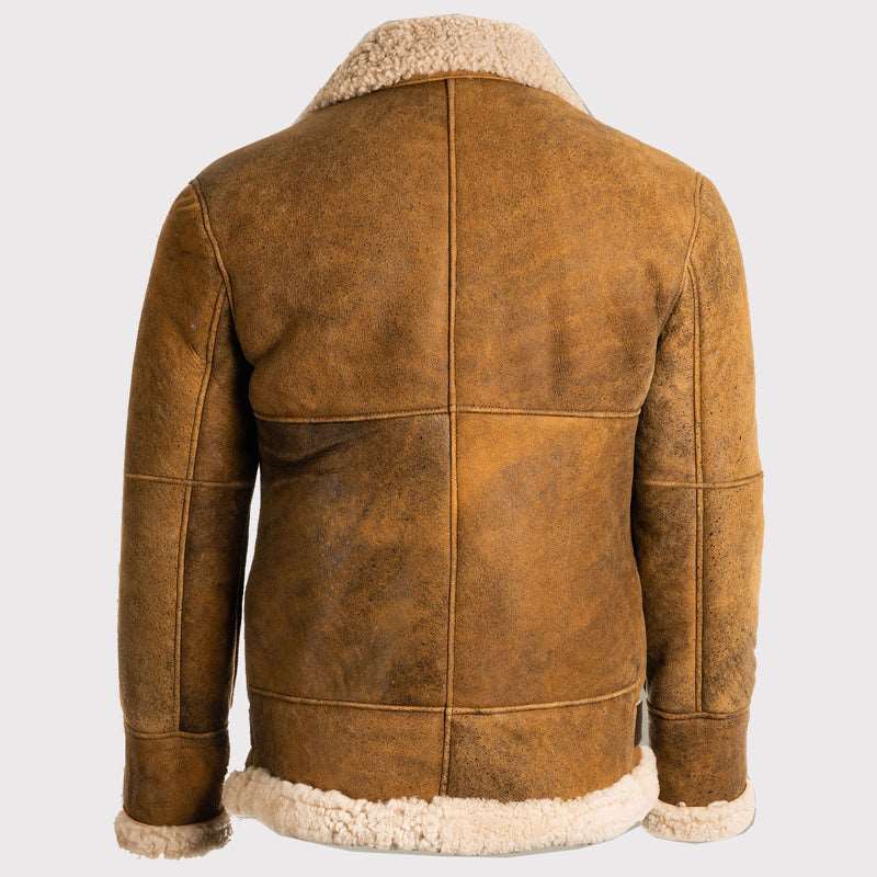 Classic Men's Brown B3 Shearling Leather Jacket - AMSEL LEATHERS