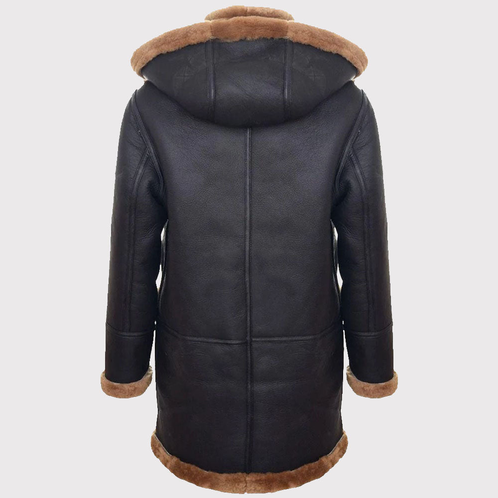 Classic Men's Genuine Shearling Sheepskin Duffle Coat - AMSEL LEATHERS