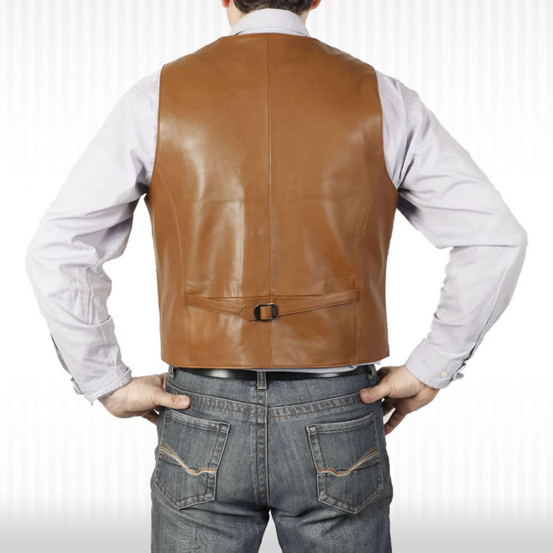 Iconic Tan Leather Waistcoat - AMSEL LEATHERS