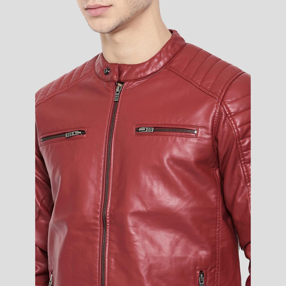 men's black quilted lambskin leather biker jacket lucien back view