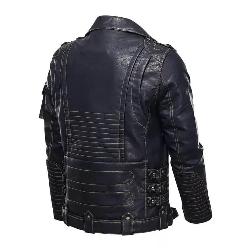 Top Men’s Leather Cafe Racer Biker Jacket - Genuine Cowhide - AMSEL LEATHERS