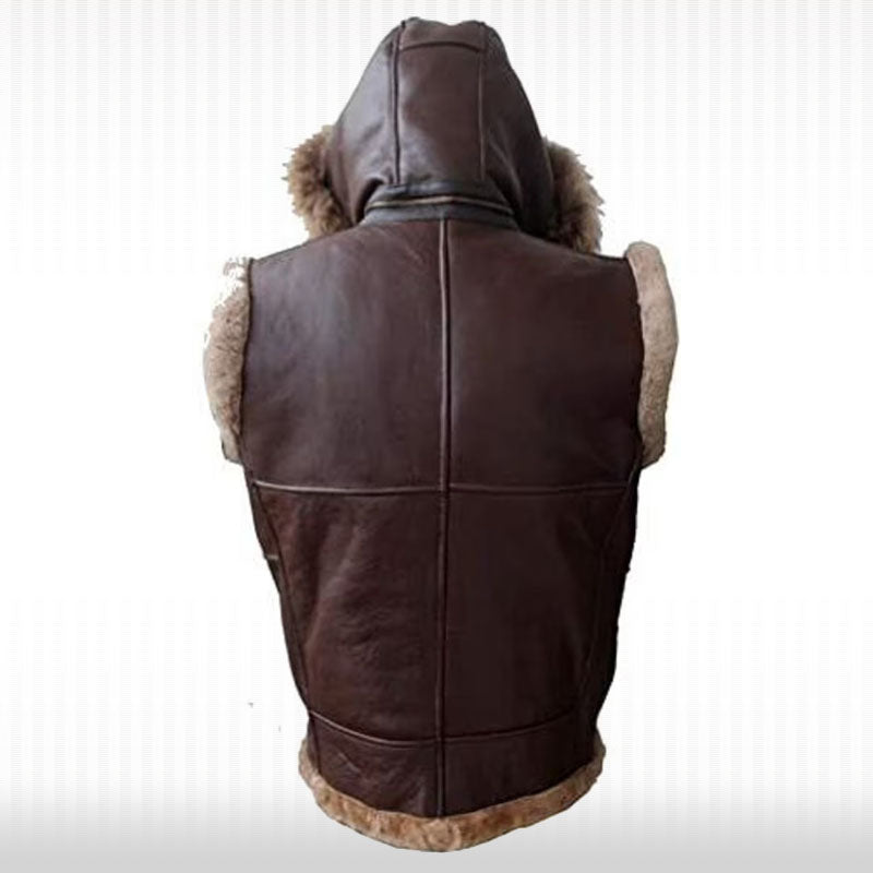 Custom Shearling Hooded Vest - Men's Sheepskin Leather Vest - AMSEL LEATHERS