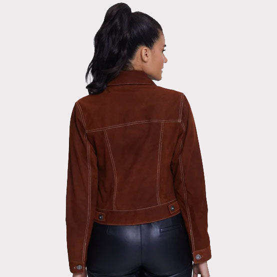 Dark Tan Women's Western Leather Jacket - AMSEL LEATHERS