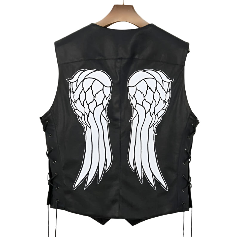 Daryl Dixon Angel Wings Genuine Leather Vest - The Walking Dead - AMSEL LEATHERS