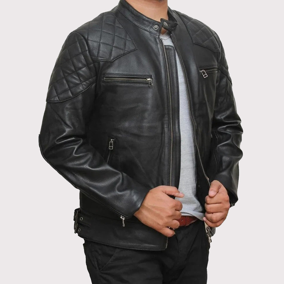 David Beckham Inspired Genuine Leather Jacket for Men - AMSEL LEATHERS