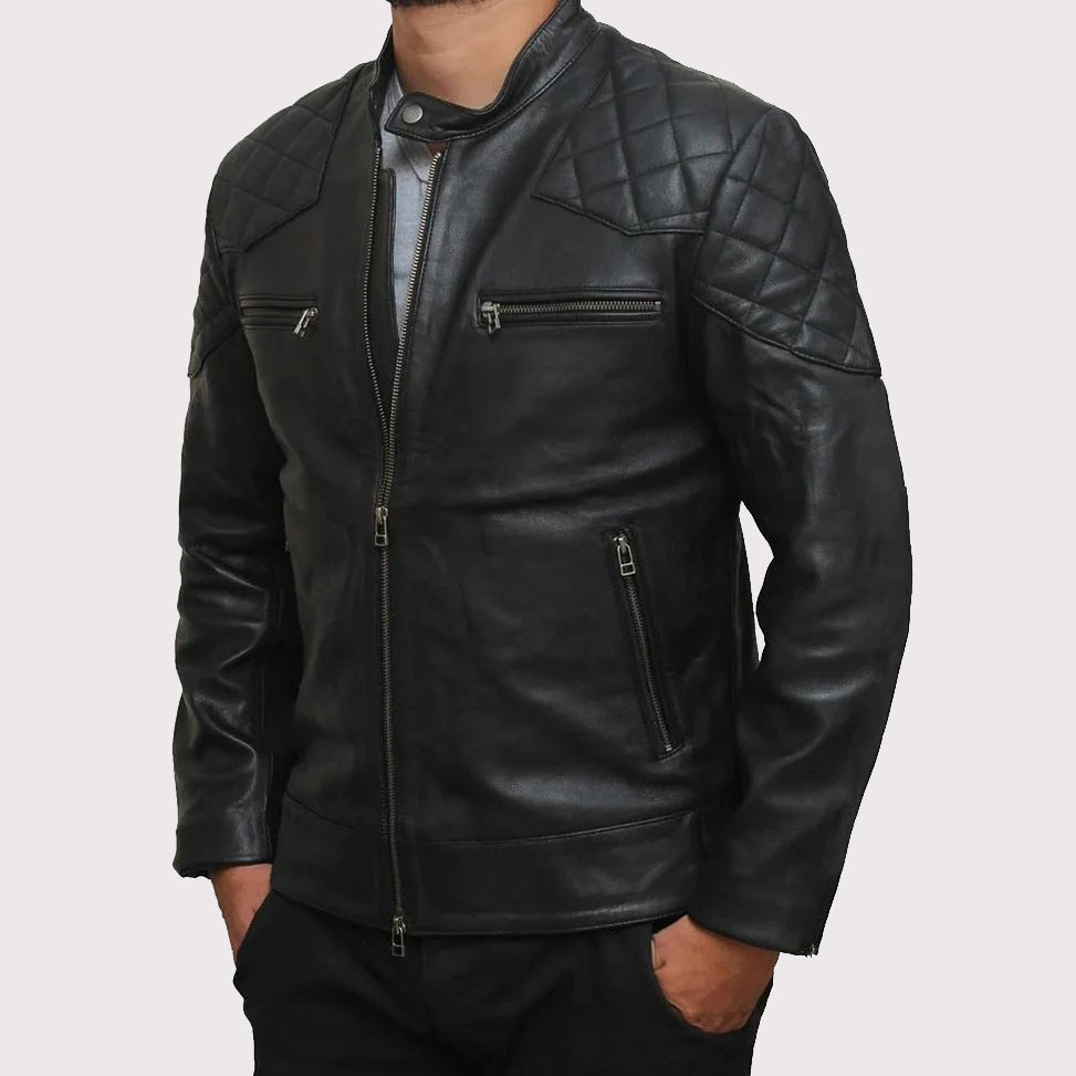 David Beckham Inspired Genuine Leather Jacket for Men - AMSEL LEATHERS