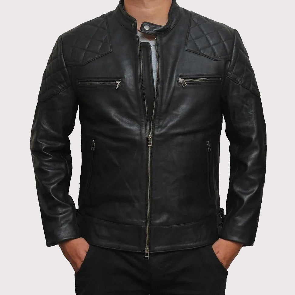 David Beckham Inspired Genuine Leather Jacket for Men - AMSEL LEATHERS