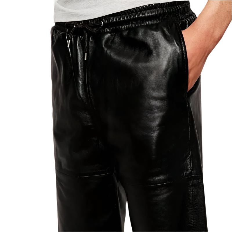 Designer Pure Black Leather Shorts for Men Amsel Leathers