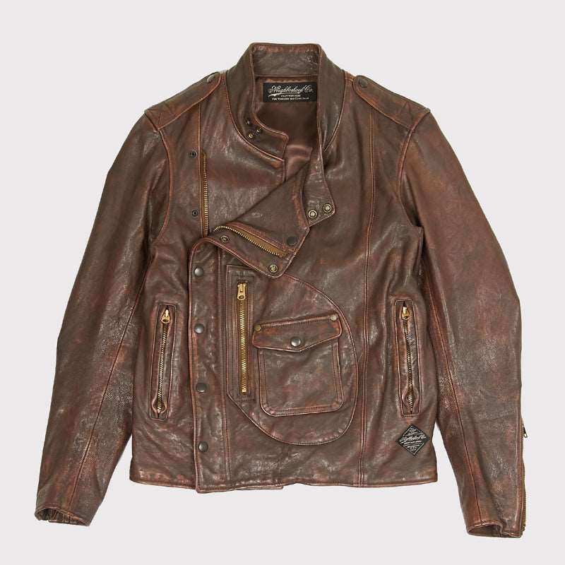 Distressed Brown Aviation Leather Jacket - AMSEL LEATHERS