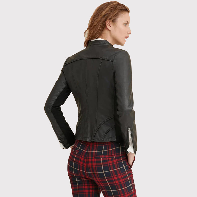 Chic Black Leather Jacket for Women - AMSEL LEATHERS