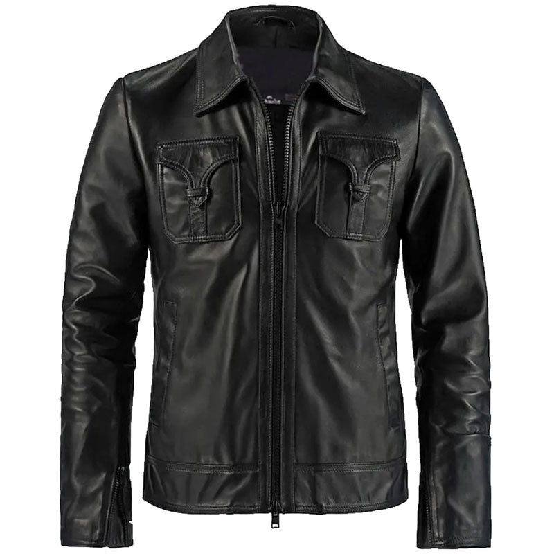 Fashion Men's Drifter Black Leather Jacket - AMSEL LEATHERS