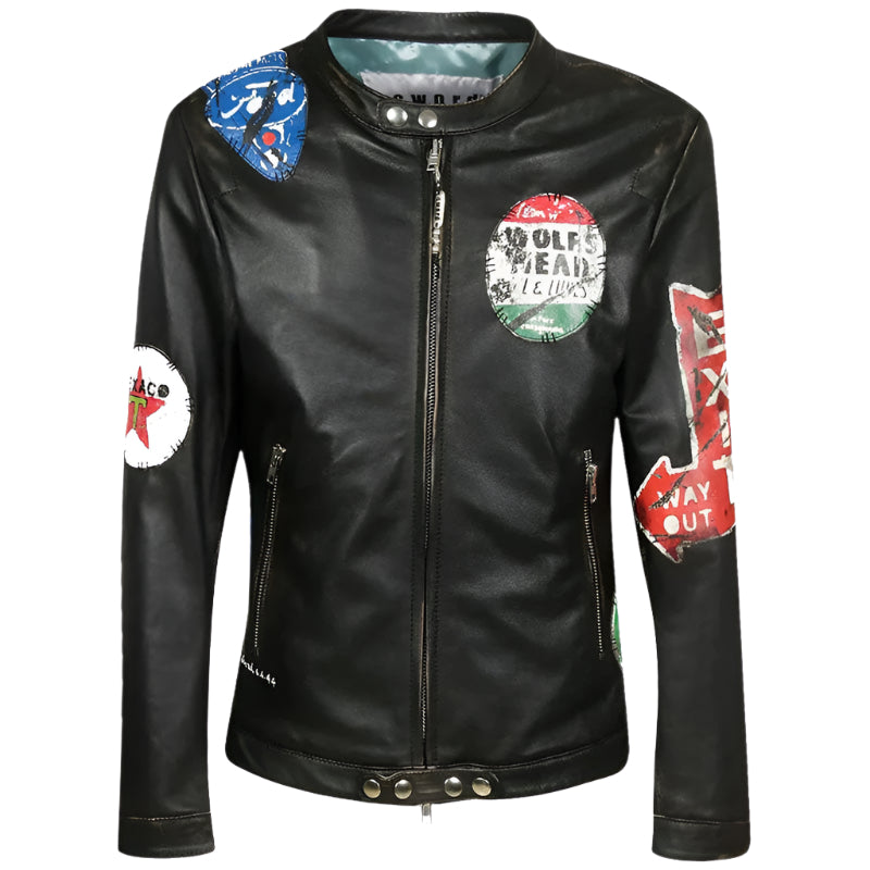 Fashion Printed Leather Jacket - AMSEL LEATHERS