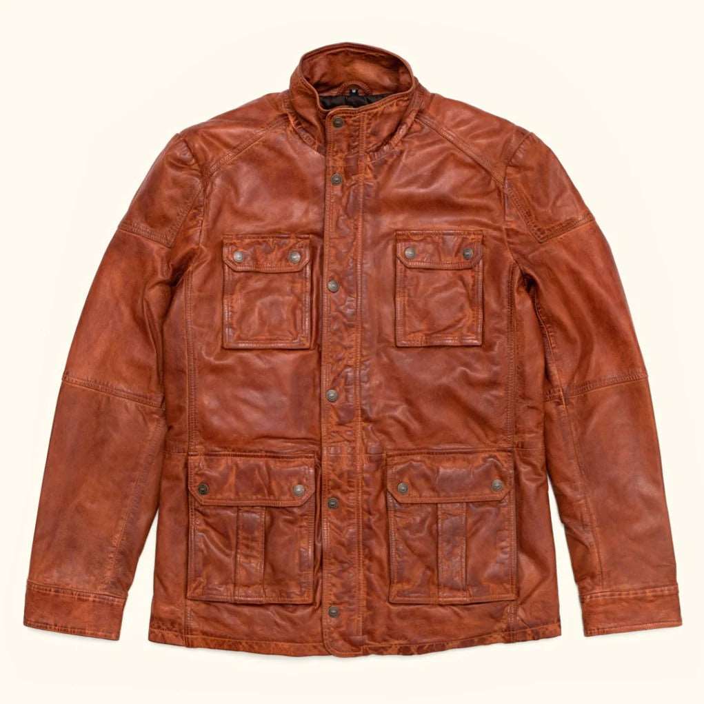 Field Leather Jacket - Light Brown Classic - AMSEL LEATHERS