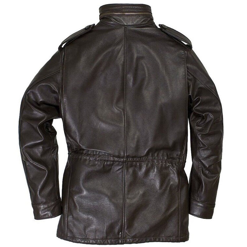 Field M-65 Leather Jacket - Dark Brown - AMSEL LEATHERS