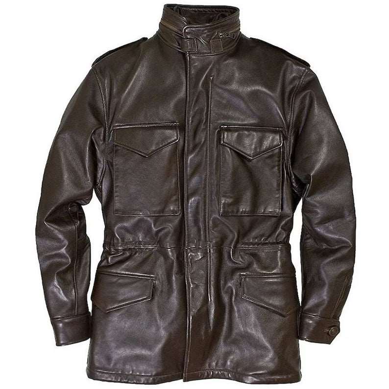 Field M-65 Leather Jacket - Dark Brown - AMSEL LEATHERS