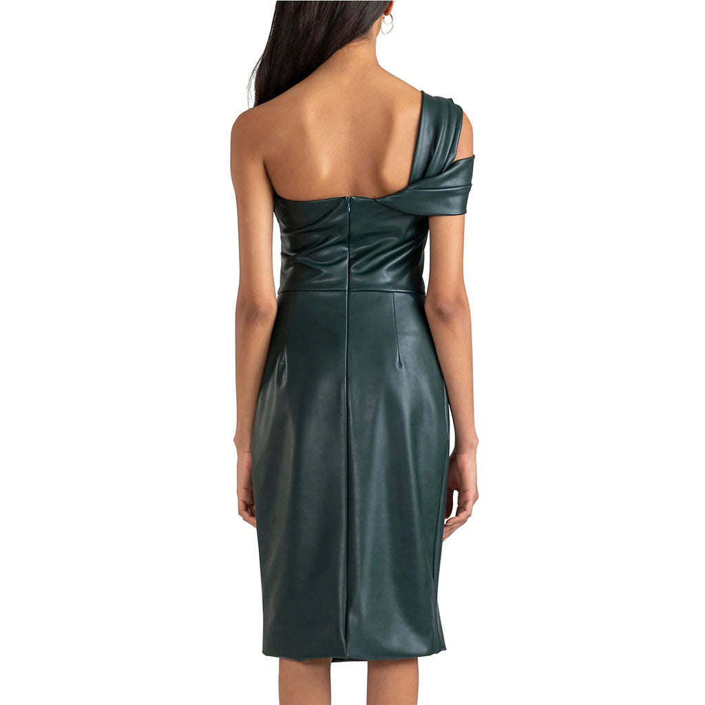 Forest Green Women's Leather Cocktail Dress - AMSEL LEATHERS