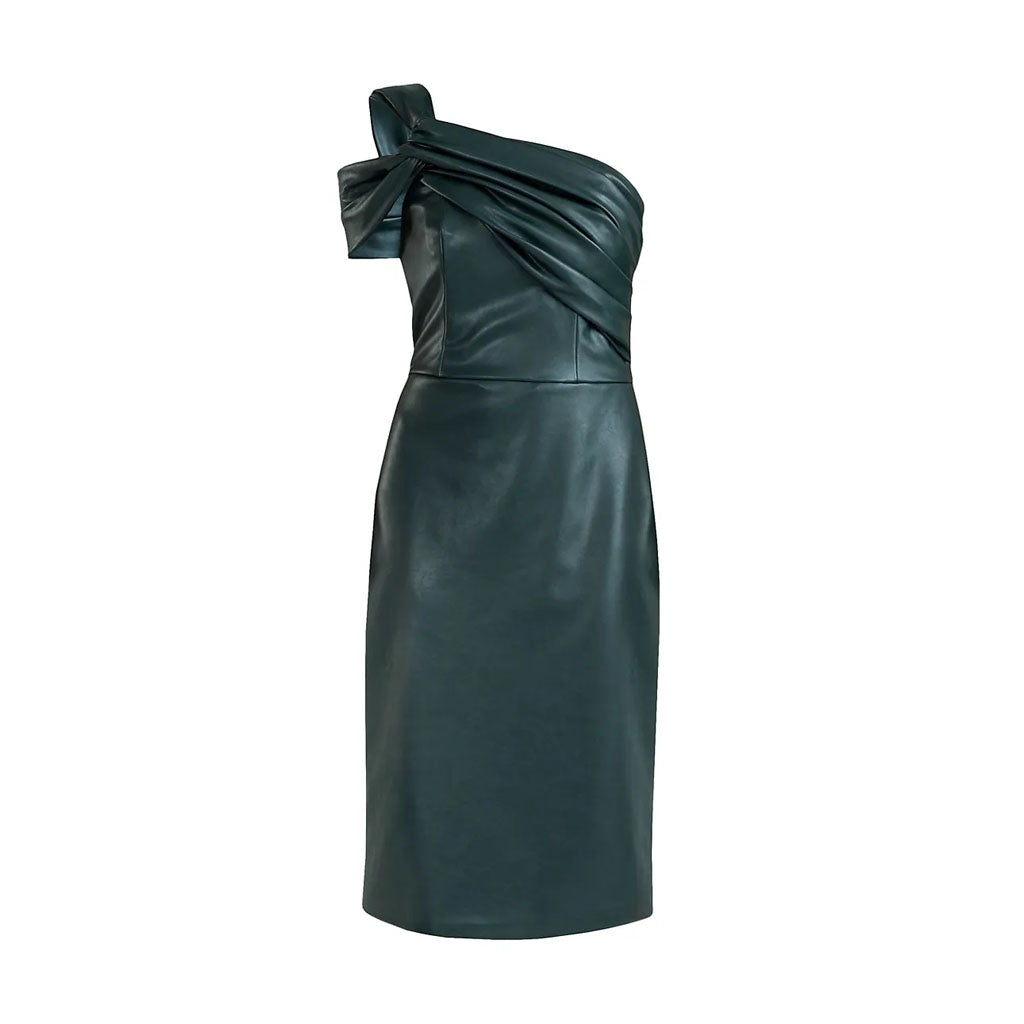 Forest Green Women's Leather Cocktail Dress - AMSEL LEATHERS