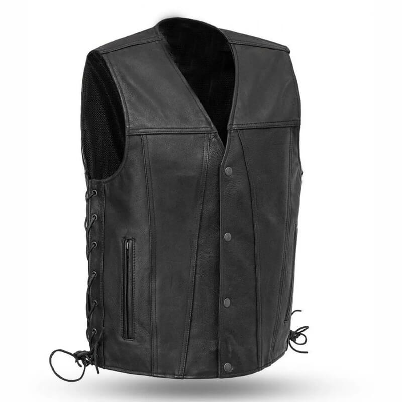 Men's Motorcycle Club Gambler Leather Vest - AMSEL LEATHERS