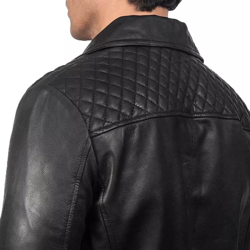 Men's Genuine Black Real Leather Biker Jacket - AMSEL LEATHERS