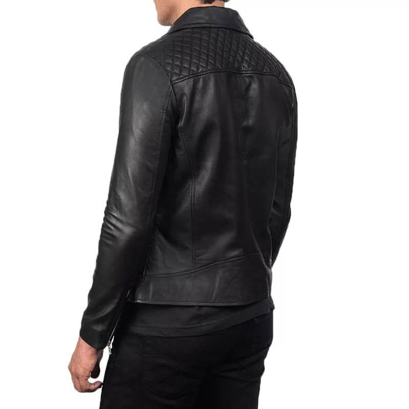 Men's Genuine Black Real Leather Biker Jacket - AMSEL LEATHERS