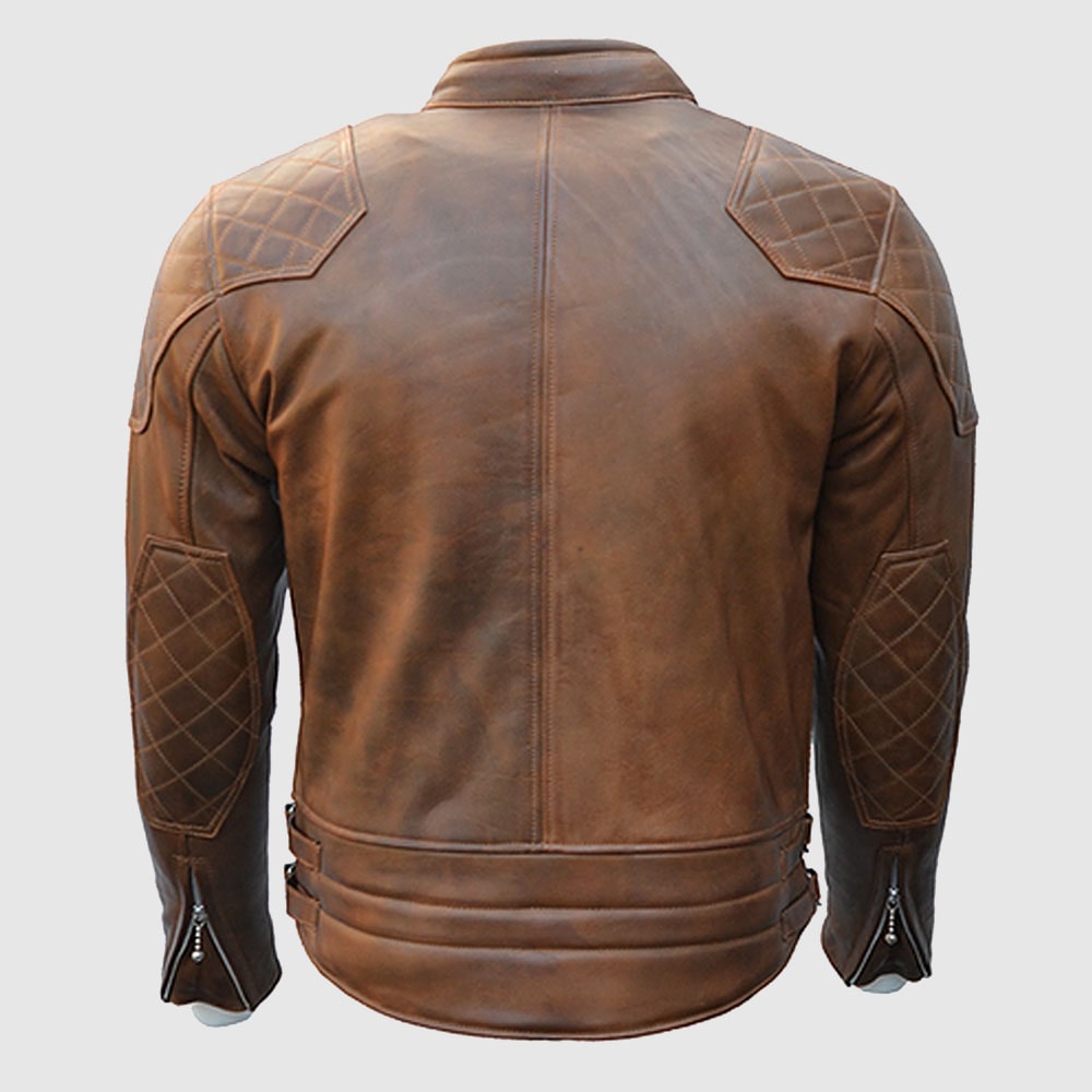 Goldtop 76 Armoured Leather Jacket - Brown - AMSEL LEATHERS