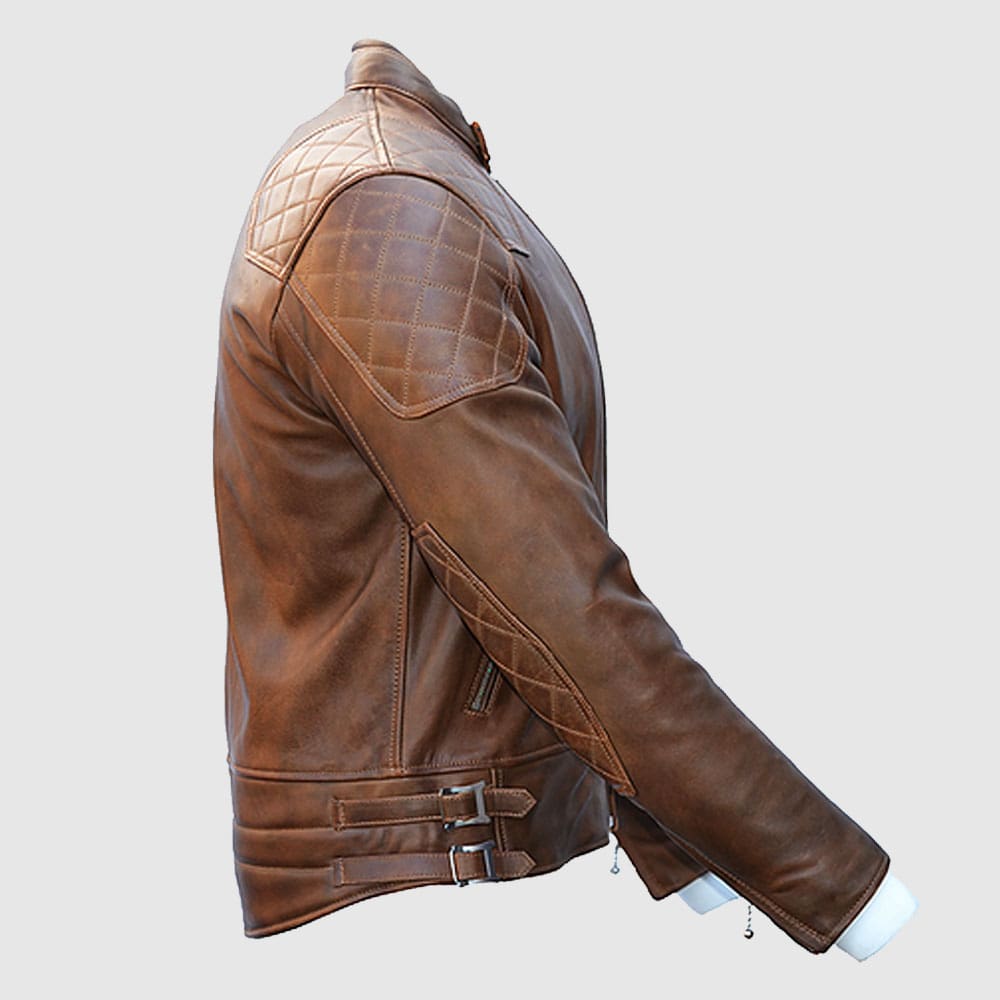 Goldtop 76 Armoured Leather Jacket - Brown - AMSEL LEATHERS