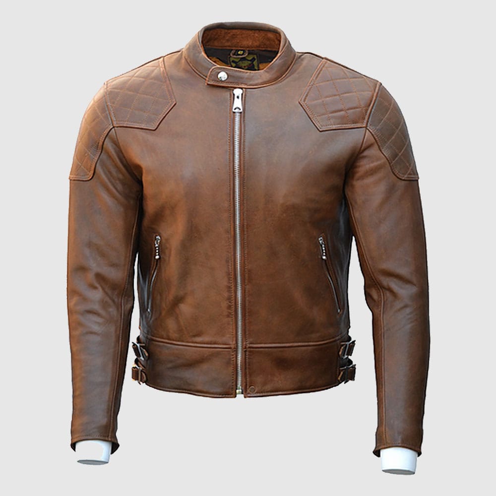 Goldtop 76 Armoured Leather Jacket - Brown - AMSEL LEATHERS