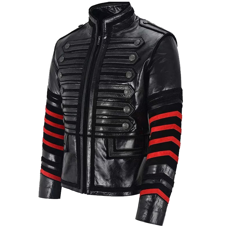 Gothic Military Style Leather Jacket Men's - AMSEL LEATHERS